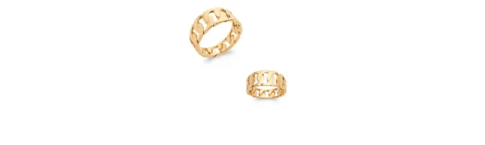 Bague Motif Chaîne Gourmette En Plaqué Or 18 Carats T50 à 60