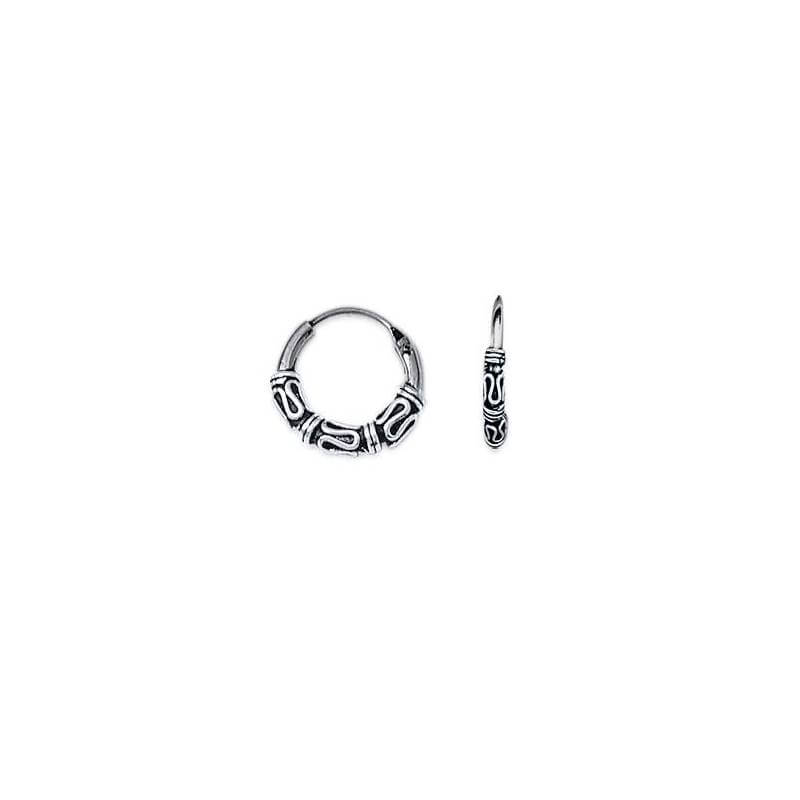 Petites Créoles Tribales 1,4CM Argent Massif 925/1000 MIXTE