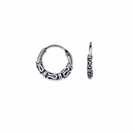 Petites Créoles Tribales 1,4CM Argent Massif 925/1000 MIXTE