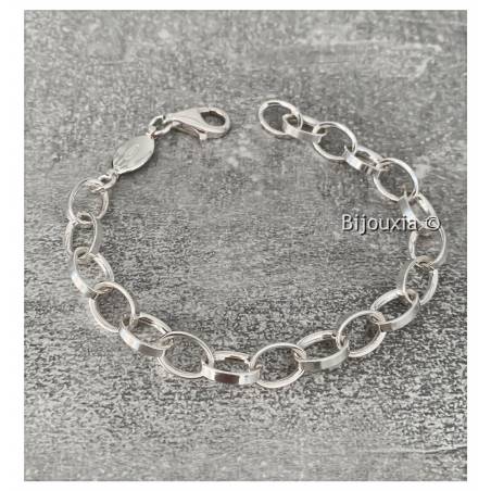 Bracelet Maillons entrelacés Larges 20CM En Argent Massif 925/000 Bijoux Femme