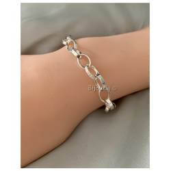 Bracelet Maillons entrelacés Larges 20CM En Argent Massif 925/000 Bijoux Femme