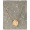 Collier chaîne forçat avec Pendentif Pièce D'Imitation Louis d' Or En Plaqué Or