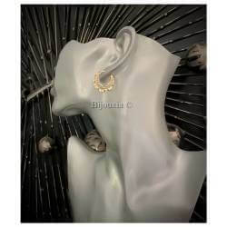 Boucles D'oreilles Créoles Double Anneaux En Plaqué Or 18 Carats 750/1000