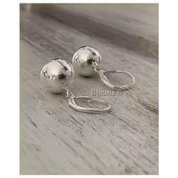 Boucles D'oreilles Dormeuses Grosses Boules 12MM Argent Massif 925/1000 Bijoux Femme