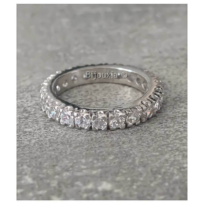 Bague Large Céramique Noire – T54 – Croix En Zirconium – Argent Massif 925/1000