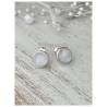 Boucles d'oreilles Puces Pierre de Lune 10MM & Argent Massif Rhodié 925/1000