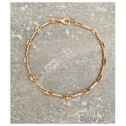 Bracelet Alternance Grain de Café 20CM En Plaqué Or 18 carats Bijoux NEUF