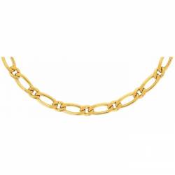 Chaîne 7MM x 50CM Maille Figaro Diamantée 1-1 Plaqué Or 18 carats Bijoux Homme