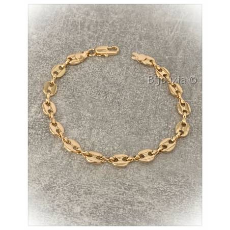Bracelet Maille Grain de Café 22cm X 6,5 mm Plaqué Or Homme/Femme
