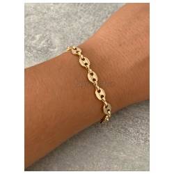 Bracelet Maille Grain de Café 22cm X 6,5 mm Plaqué Or Homme/Femme
