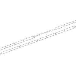 Bracelet Maille Chaîne Rectangulaire Allongée En Argent Massif 925/1000 Rhodié