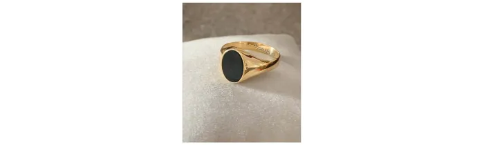 Bague Chevalière Pierre ONYX EN OR jaune 9 CARATS 375/1000 T60 à 68
