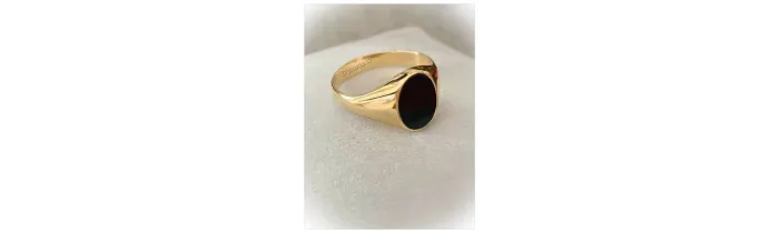 Bague Chevalière Pierre ONYX EN OR jaune 9 CARATS 375/1000 T60 à 68