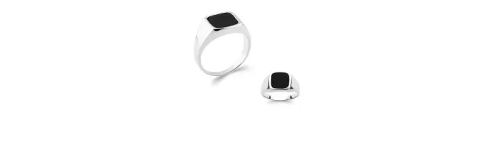 Bague Chevalière Onyx En Argent Massif 925/1000 Rhodié T46 à 68