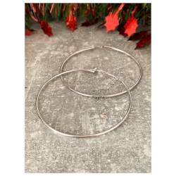 Boucles D'oreilles Créoles Tubes 6CM Argent Massif 925/000 Rhodié - CPL