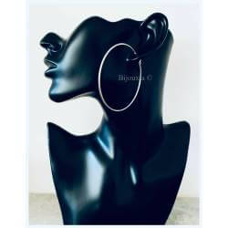 Boucles D'oreilles Créoles Tubes 6CM Argent Massif 925/000 Rhodié - CPL