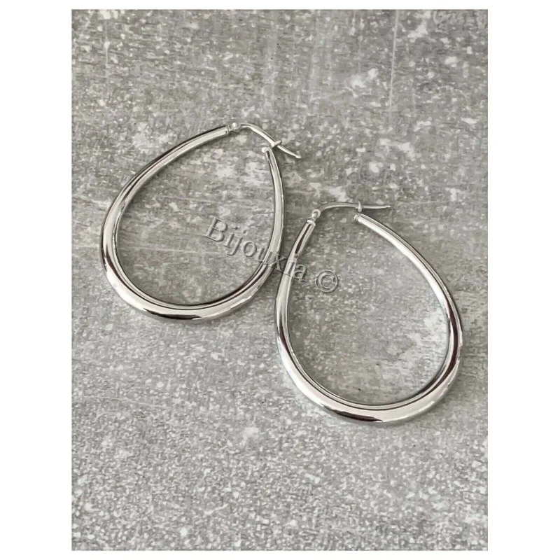 Boucles D'oreilles Créoles épaisses En Argent - Elise Et Moi