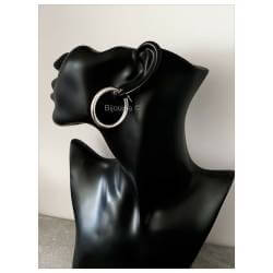 Boucles D'oreilles Créoles Tubes 3CM En Argent Massif 925/000 Rhodié - CPL