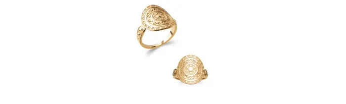 Bague Type Pièce Motifs Arabesques En Plaqué or 18 Carats Tailles Choix 50 à 60