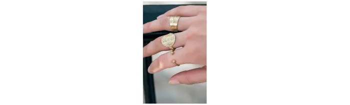 Bague Type Pièce Motifs Arabesques En Plaqué or 18 Carats Tailles Choix 50 à 60