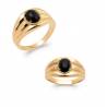 Bague Pierre Agate Noire Véritable En Plaqué or 18 Carats 750/1000