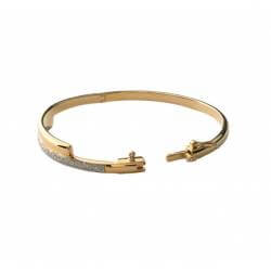 Bracelet Jonc Ouvrant Bicolore Plaqué or 18 Carats et Oxyde de Zirconium