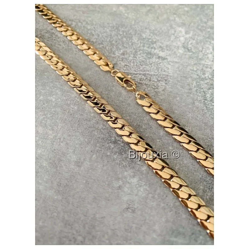 Collier Maille Anglaise Bombée 45 Cm Plaqué Or 18 Carats - Neuf Avec étiquettes, Bijouxia, Fabriqué En France