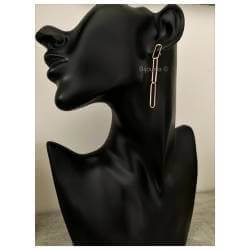 Boucles D'oreilles Pendantes Motif Chaîne En Plaqué Or 18 Carats 750/1000