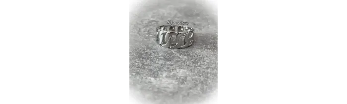 Bague Motif Chaîne Gourmette En Argent Massif 925/1000 Rhodié T50 à 60