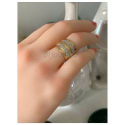 Bague Empierrée Bicolore Double Rang Zirconium Plaqué or 18 carats 750/1000