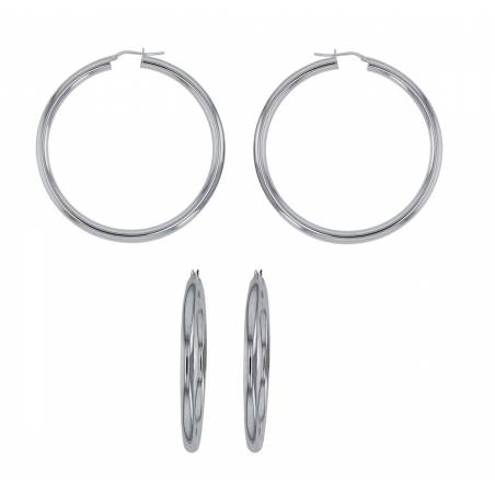 Créoles Tubes Épaisses Diamètre 4,5CM Argent Massif 925/1000