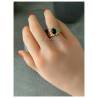 Bague Pierre Agate Noire Véritable En Plaqué or 18 Carats 750/1000