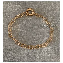 Bracelet maille jaseron ovale avec fermoir bouée en plaqué or 18 carats 750/000