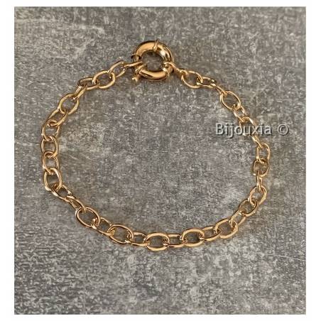 Bracelet maille jaseron ovale avec fermoir bouée en plaqué or 18 carats 750/000