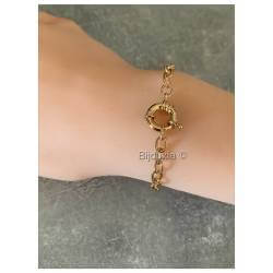 Bracelet maille jaseron ovale avec fermoir bouée en plaqué or 18 carats 750/000