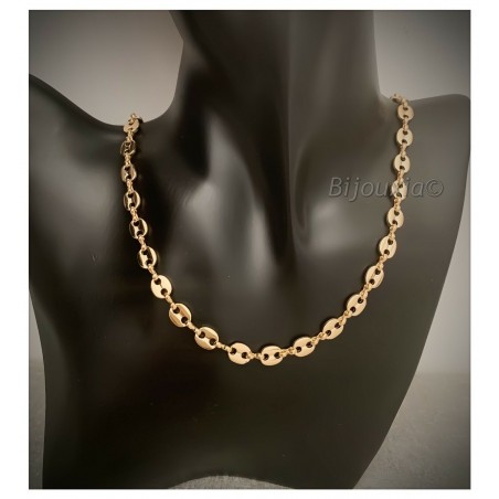 Chaîne Maille Grain de Café 50 cm x 6,5 mm Plaqué Or 18 carats MIXTE