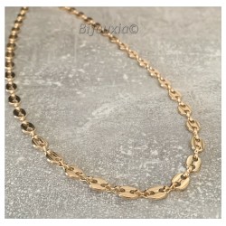 Chaîne Maille Grain de Café 50 cm x 6,5 mm Plaqué Or 18 carats MIXTE