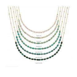 Collier Pierres Fines Véritable Quartzite Vert En Plaqué or 18 Carats 750/000