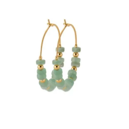 Collier En Quartzite Vert Naturel - Plaqué Or 18 Carats, Marque Bijouxia - Neuf Avec étiquettes