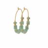 Créoles Pierres Fines Véritable Quartzite Verte En Plaqué or 18 Carats 750/000