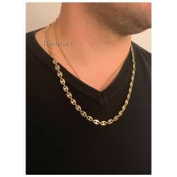 Chaîne Maille Grain de Café 55 cm x 6,5 mm Plaqué Or 18 carats MIXTE