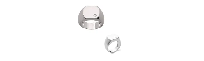 Bague Chevalière Avec Cristal Oxyde de Zirconium Argent Massif Rhodié T56 à 68