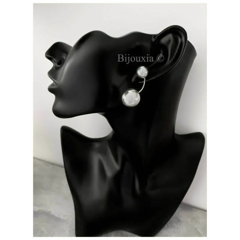 Boucles D'oreilles Clous Demi-boules 12mm - Argent Massif 925/1000 - Neuf Avec étiquettes Et Emballage