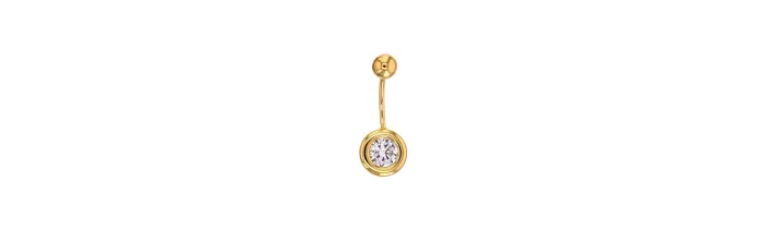 Piercing de nombril oxyde de zirconium serti clos en Or 750/1000 - Bijou corps