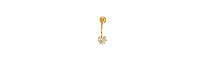 Piercing de nombril cœur en Or 750/1000 et oxyde de zirconium - Bijou Corps