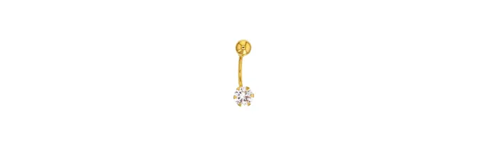 Piercing de nombril oxyde de zirconium 6 mm en Or 750/1000 - Bijou Corps
