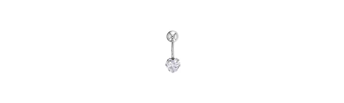 Piercing de nombril cœur en Or blanc 750/000 oxyde de zirconium - Bijou Corps