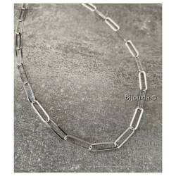 Chaîne maille Cheval Plate 45CM en argent 925/000 rhodié