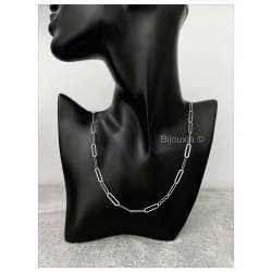 Chaîne maille Cheval Plate 45CM en argent 925/000 rhodié