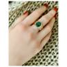 Bague Pierre Malachite Véritable En Plaqué or 18 Carats 750/1000
